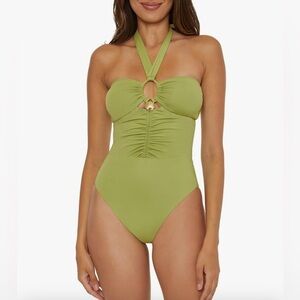 So Luna-Kiwi Green Halter One-Piece Swimsuit